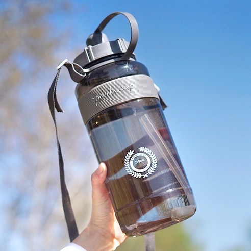 MEIISEO대용량 스포츠 물통 다기능 물병 휴대용 스포츠 물통 대용량 보온병, 600ml, BlackwithRope