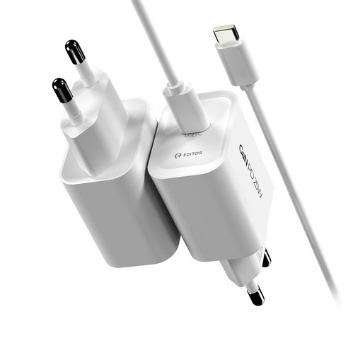 에디터 PD 25W 아이폰 갤럭시 고속 c타입 충전기 + 케이블 세트, 1세트, 화이트