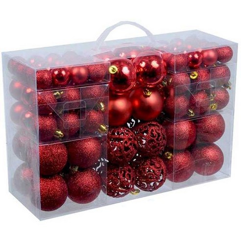 100pcs 크리스마스 공 상자 세트 가능 휴일 크리스마스 트리 장식 장식 크리스마스 장식, 하나, 빨간