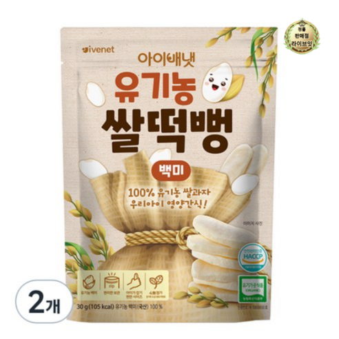 아이배냇 유기농 쌀떡뻥, 30g, 6개, 백미