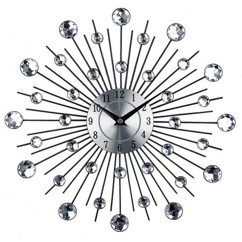 빈티지 메탈 아트 크리스탈 햇살 벽 시계 럭셔리 다이아몬드 대형 Morden의 벽 시계 시계 디자인 홈 인테리어, 하나, 보여진 바와 같이