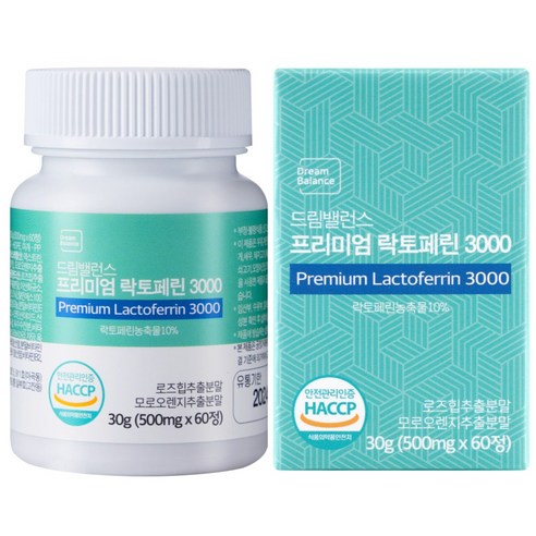 락토페린  드림밸런스 프리미엄 락토페린 3000mg 고함량 60정 2개월분, 0.5g, 60정 x 1개(2개월분), 1개