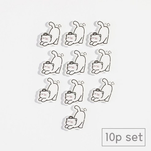 84x84 냉장고 현관문 인테리어 자석 마그네틱, 기지개고양이10p