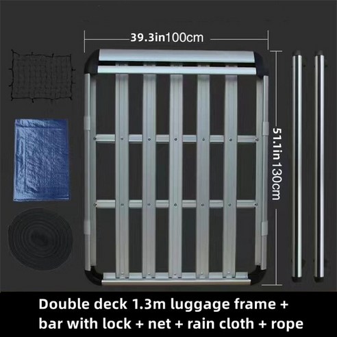 루프바스켓 루프캐리어 자동차 차량루프바스켓 51.1X39.3in 카고 루프 랙 크로스바 플러스 SUV 용 슬롯 또는 심리스 수하물 스트립에 적합한 더블 데크 캐리어 바스켓, [01] Lock bar 루프용품