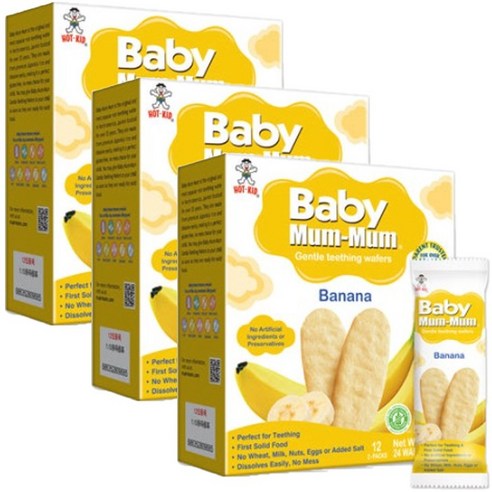 Baby Mum-Mum 라이스 러스크 바나나, 바나나 (Banana), 3개, 50g