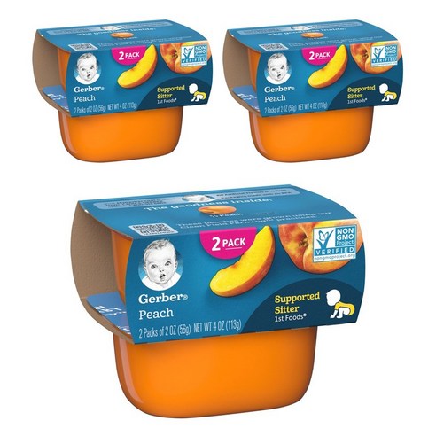 거버 어린이 액상 식품 56g 2개입, 복숭아(Peach), 113g, 3개