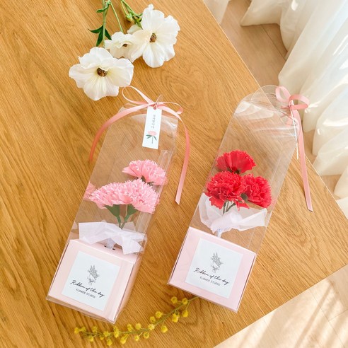 어버이날 비누꽃 캐리어 카네이션 3송이, 1개, 핑크