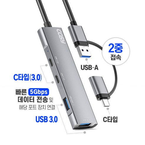 COSY 듀얼포트 (C+A타입) USB3.0허브 멀티허브 UH2215CA