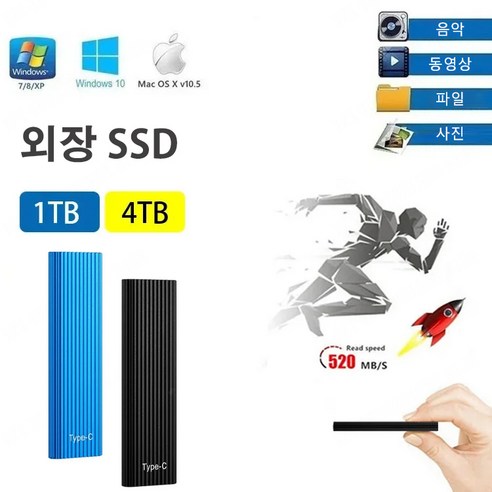 TANC12TB 외장 SSD ssd 외장하드 4TB 포터블 외장 하드 드라이브, 레드, 8TB