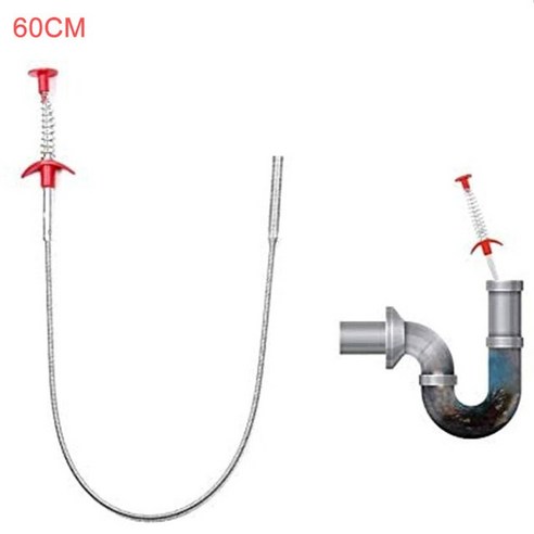 하수구스프링 스프링청소기 하수구 변기 뚫는 기계 청소 스프링 파이프 준설 도구 헤어 방해물 리무버 드레, 01 60cm