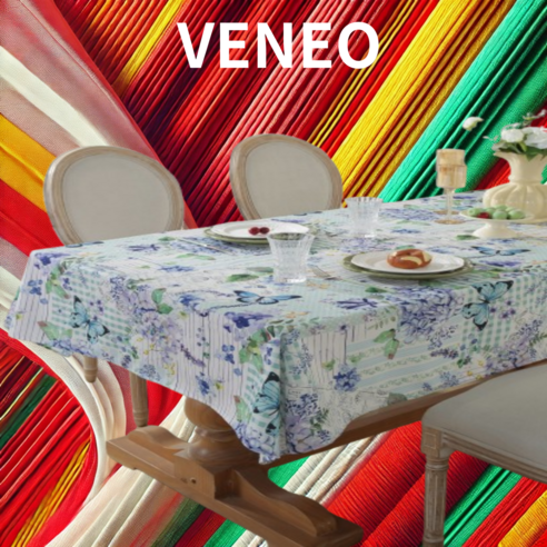 veneo 방수 식탁보 테이블보, 4인(130x180 cm), 퍼플 민트, 1개