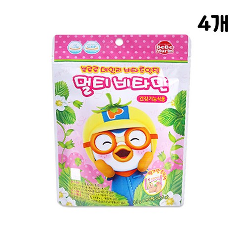 뽀로로 데일리 비타츄잉정 딸기맛 15정, 1세트, 60정
