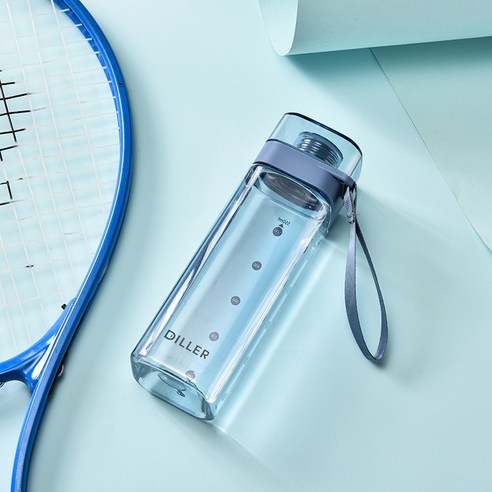 Elesky 휴대용 물컵 식품등급 PP재료 해드 운동 물컵, 블루, 유광, 400ml