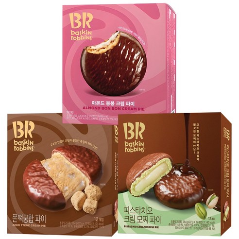 배라 3종 쫀떡궁합 파이 + 피스타치오 크림 모찌 파이 + 아몬드봉봉 크림파이, 1개