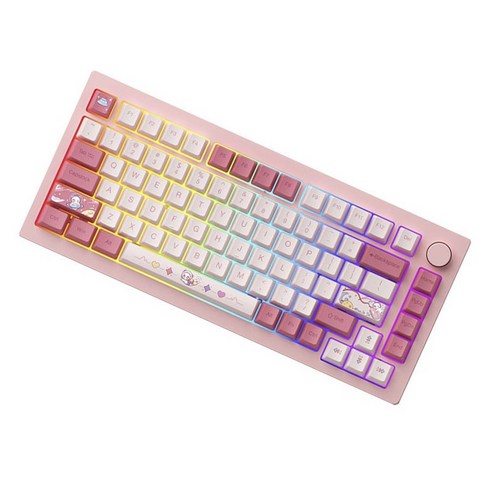 몬스긱 V3 프로 세 가지 모드 RGB 메탈 기계식 키보드, 콰이어트핑크, M1W(크림블루 축), 텐키리스