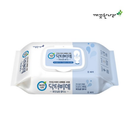 깨끗한나라 닥터비데 물티슈 캡형 46매 1팩 / 비데용 물티슈, 46개, 1개