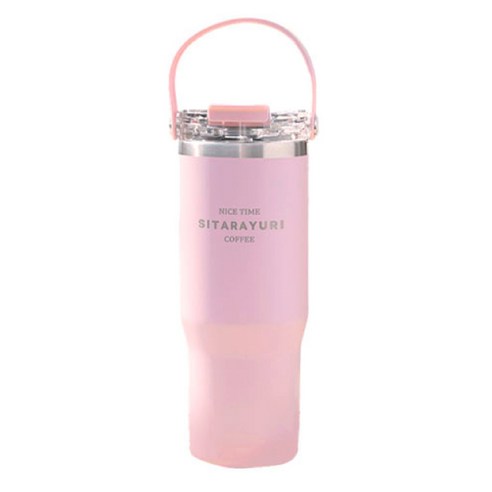 텀블러 대용량 빨대텀블러 보온보냉텀블러 스텐 차량용 손잡이 운동 900ml, 핑크, 1개