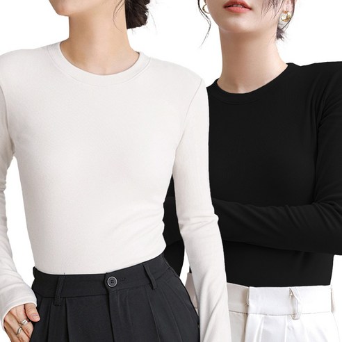 아워니즈 여성 라운드 루즈핏 기모 티셔츠 기모 라운드티 2p - 티셔츠 | 쿠팡