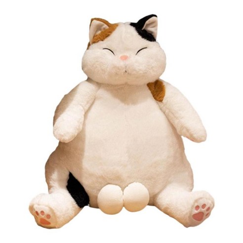 만화 카와이 사랑스러운 인형 봉제 고양이 포옹 Snuggly 포옹 동물 부드러운 인형 잠자는 베개 를위한, 브라운 화이트 45cm, 봉제 PP면