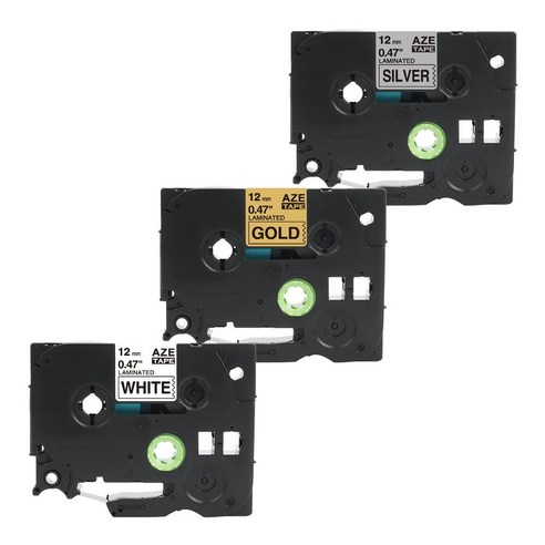 우리네라벨 브라더 라벨테이프 12mm 3개 세트 호환 PT-P300BT PT-P710BT, 흰색바탕검정글씨+골드바탕검정글씨+실버바탕검정글씨