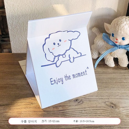 DFMEI 데스크탑 메이크업 거울 데스크탑은 대형 접이식 작은 거울 여성 기숙사 휴대용 휴대용 드레싱 거울을 서있을 수 있습니다., DFMEI 구름 강아지
