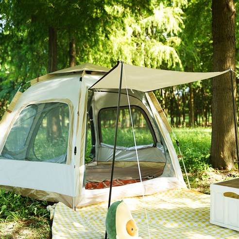 에이원스토어 캠핑 원터치 자동 육각 돔 텐트, 3~4인용