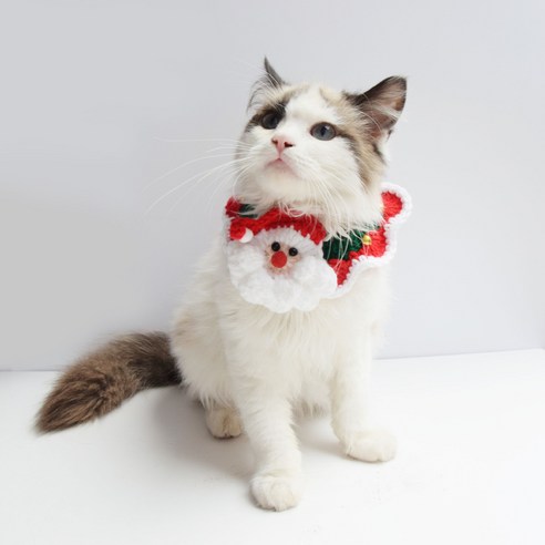 크리스마스 고양이 케이프 넥타이, 산타클로스, m(25-30cm)