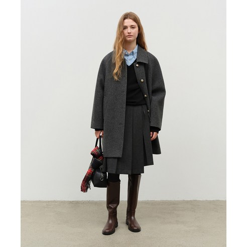 던스트 포 우먼 DUNST FOR WOMEN BOUCLE WOOL HALF COAT DARK GREY_UDCO4D226G3 530141