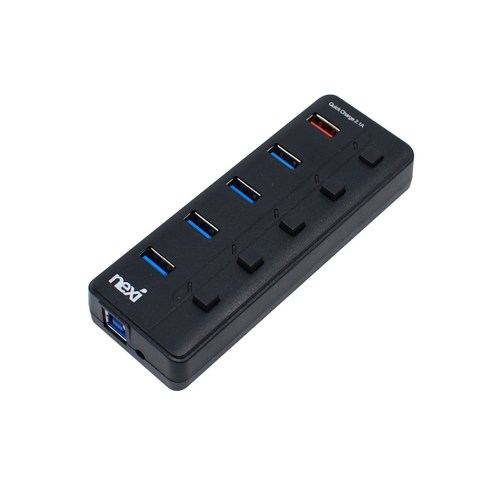 NEXI NX779 USB3.0 4포트+1포트 유전원허브(NX-U3005R), 블랙, 1개