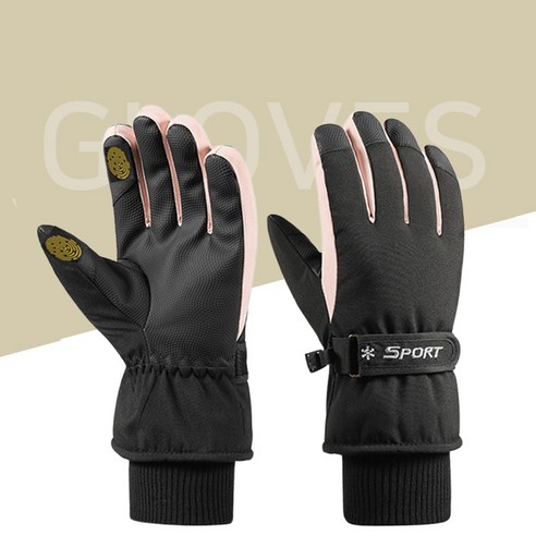 NordicTrek 여성용 스마트터치 방한 방풍 스키 보드 캠핑 아웃도어 장갑, 블랙핑크(BLACK-PINK), 1개