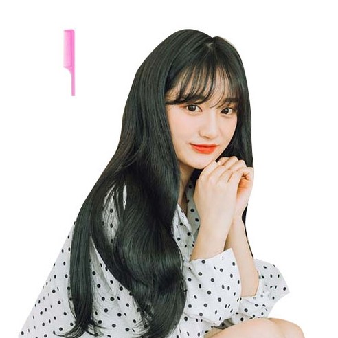 가발매니아 인생c컬 53cm 리얼라인피스(제디원사) 오픈반가발 하이커버피스 풀+꼬리빗 1개, 내츄럴블랙