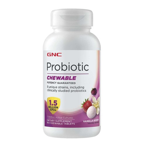 MAPEinc 15억 CFU가 함유된 GNC 프로바이오틱 츄어블 - 바닐라 베리, 100정, 일일 프로바이오틱 지원