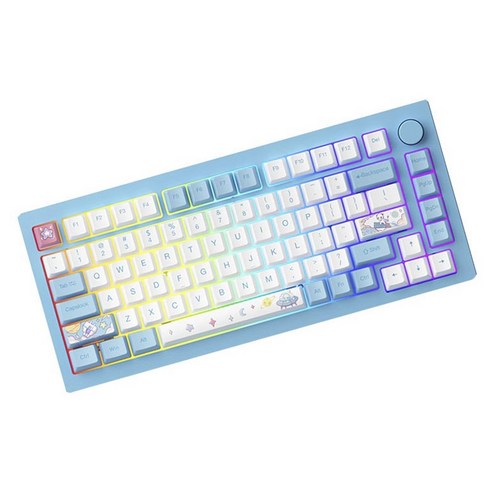 몬스긱 V3 프로 세 가지 모드 RGB 메탈 기계식 키보드, 스카이블루, M1W(크림옐로우 축), 텐키리스