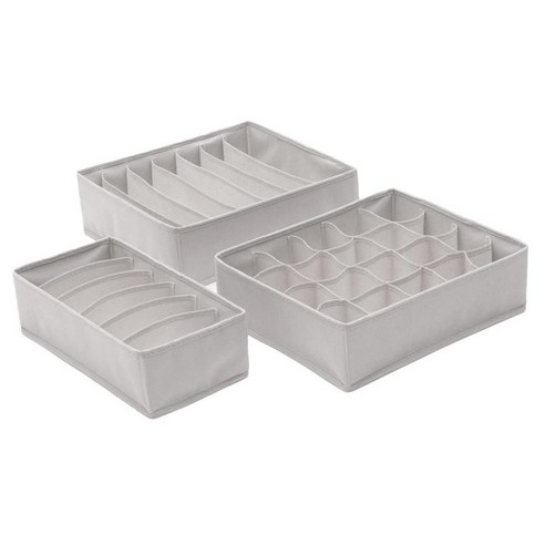 속옷 브래지어 양말 넥타이 스카프 보관함 여행 3pcs 속옷 서랍 주최자 디바이더 여성 남성 매달려 스토리지, 회색, 멀티 사이즈, 부직포
