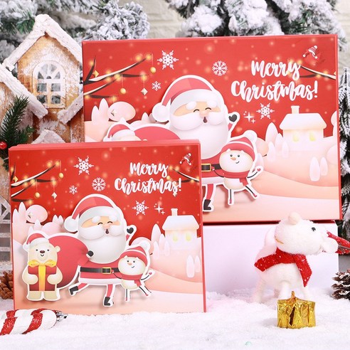 크리스마스 선물 상자 평안과 사탕 목도리 양말 선물 상자 간식 선물 화장품 선물 상자 빈 상자, 없다, 3d 산타 19x13x8cm