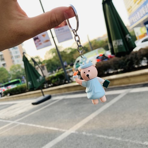KOREALN 다국적 정교한 만화 곰돌이 열쇠고리 부품 플라스틱 입체 선물 액세서리 PVC 열쇠고리 액세서리