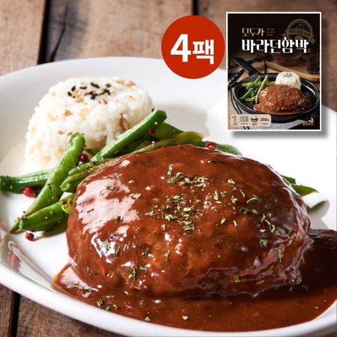 미트토크 제주돈육 빅함박 스테이크 (냉장) 250g, 4개