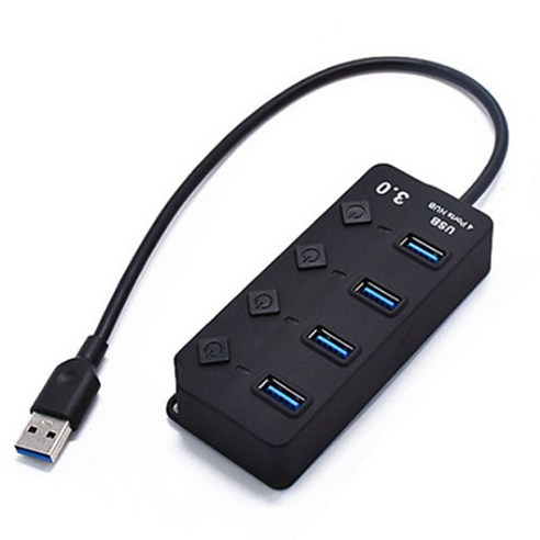 셀인스텍 USB3.0 4포트 개별스위치 USB확장 연장 USB허브, HUB-S430