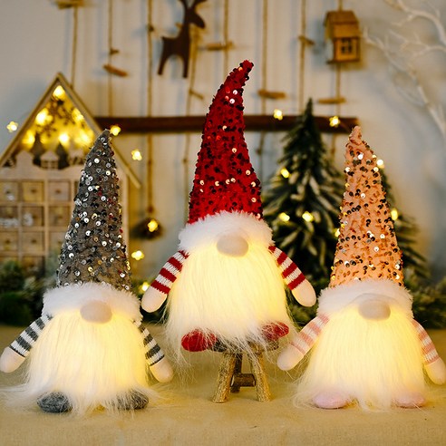   크리스마스 장식 조명 산타 램프 무드등 LED 트리조명 Christmas Santa Lamp, 3색세트, 1개