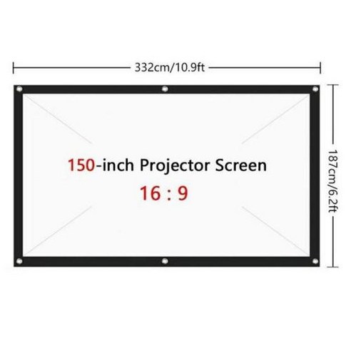 휴대용 스크린 부드러운 접이식 프로젝터 흰색 야외 HD 영화 프로젝션 TV 홈 랜야드 포함 60150 인치, 3) 100 inch