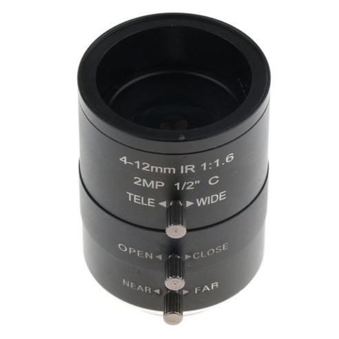 Varifocal 4-12mm 1/2 "F1.6 C 마운트 수동 조리개 렌즈 CCTV 보안 카메라, 설명, 블랙, 설명