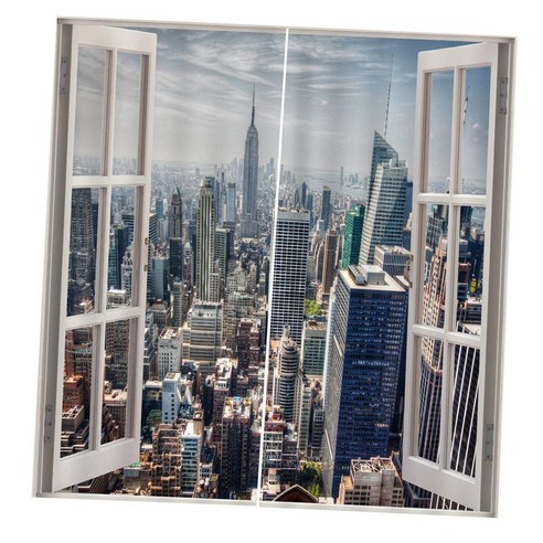 WJSHOP 2Pcs 풍경 풍경 창 문 커튼 블라인드 3D 인쇄 된 장식, 11, {"수건소재":"폴리 에스터"}