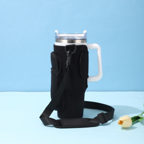 어베일텐비 스탠리 퀜처 1.18L 40온스 텀블러 커버 파우치 백 가방, 1개, 소프트블랙