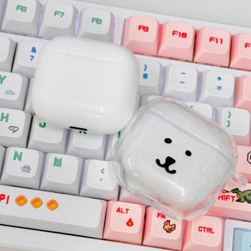 airpods 에어팟 귀여운 농담곰 얼굴 캐릭터 심플 투명 깔끔한 에어팟4세대 케이스, 1개