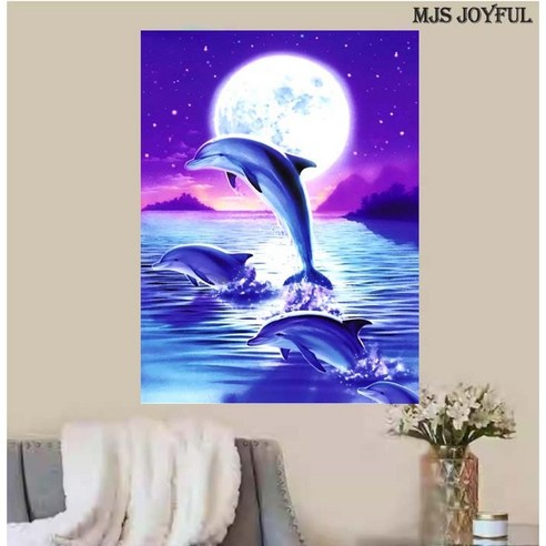 엠제이에스 명화그리기 50x40cm (캔버스형) DIY 유화 세트, KK04 - 돌고래들