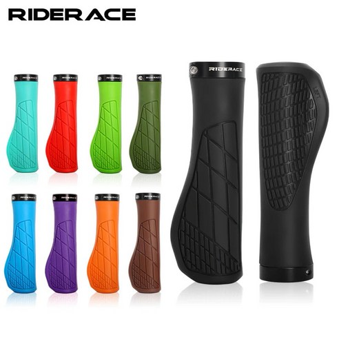 RIDERACE MTB 에르곤 TPR 고무 충격흡수 핸들 그립 손잡이 RR9328, 그린, RR9328 좌우세트, 1개