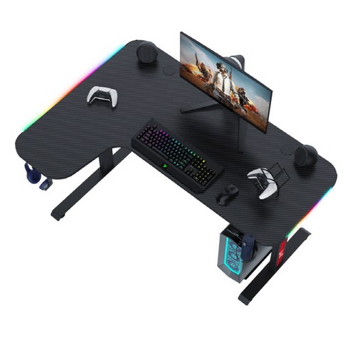 L자형 카본책상 LED 게이밍데스크