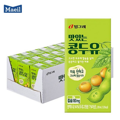 빙그레 맛있는 콩두유, 200ml, 48개