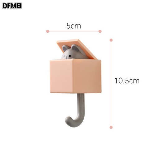 DFMEI 고양이 후크 귀요미 펀칭프리 걸이 후크 노라인 걸이 동물 후크 현관 열쇠 강력 부착, 오렌지족제비