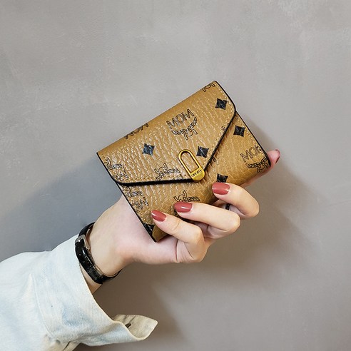【Meng】새로운 패션 간단한 여성용 지갑 짧은 세 배 작은 지갑 여성용 동전 지갑 카드 가방 지갑 패션